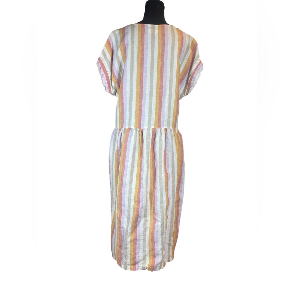 Lou & Grey for LOFT 100% Linen Pastel Striped Midi Dress Size L - Picture 4 of 9